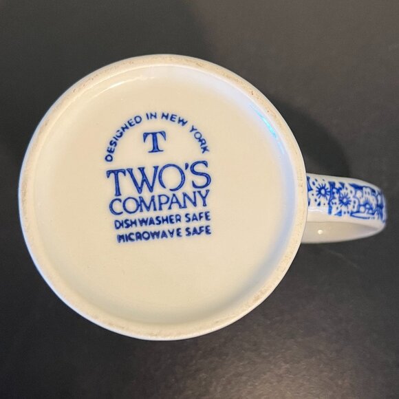 TWO’S COMPANY Chinoiserie Chintz Pattern Cobalt Blue & White Chinzware Mug - Picture 9 of 10